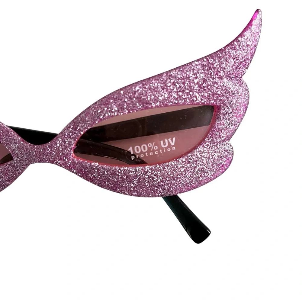 NWT Pink Glitter Cat Eye Sunglasses UV Protection Y2K Whimsigoth